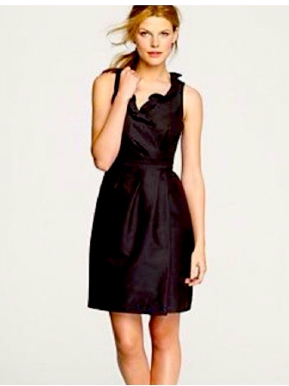 Classic J.Crew Blakely Black Sleeveless A-Line Silk Taffeta Dress